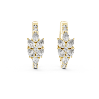 Front view of EverBloom diamond hoop earrings in yellow gold