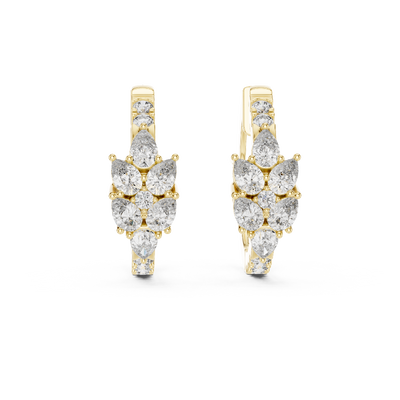 Front view of EverBloom diamond hoop earrings in yellow gold