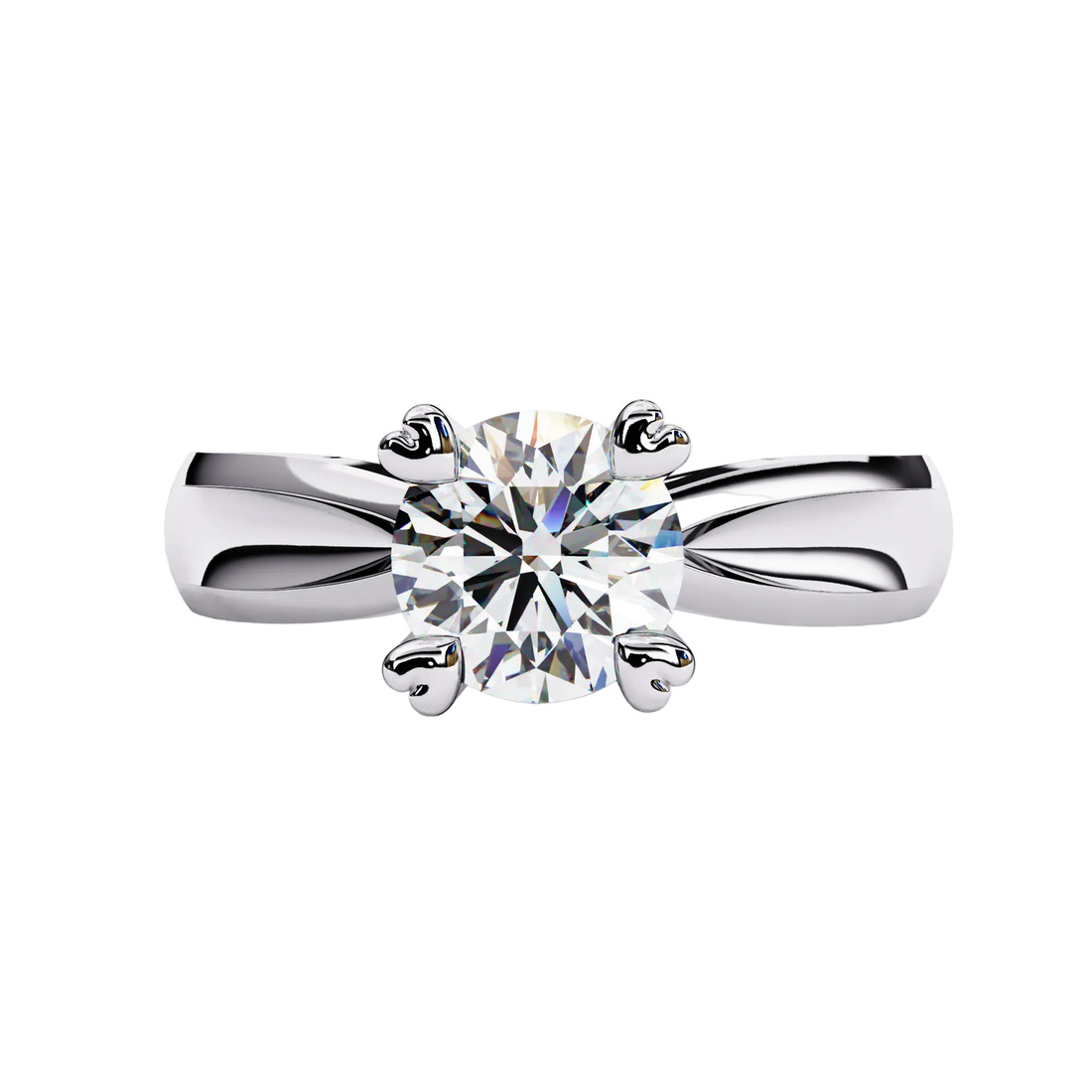 Round Heart Prong Solitaire Engagement Ring