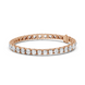 Rose gold bracelet with clear gemstones on a white background