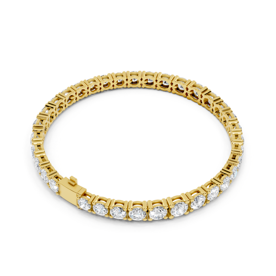 Gold bracelet with diamond accents on a white background