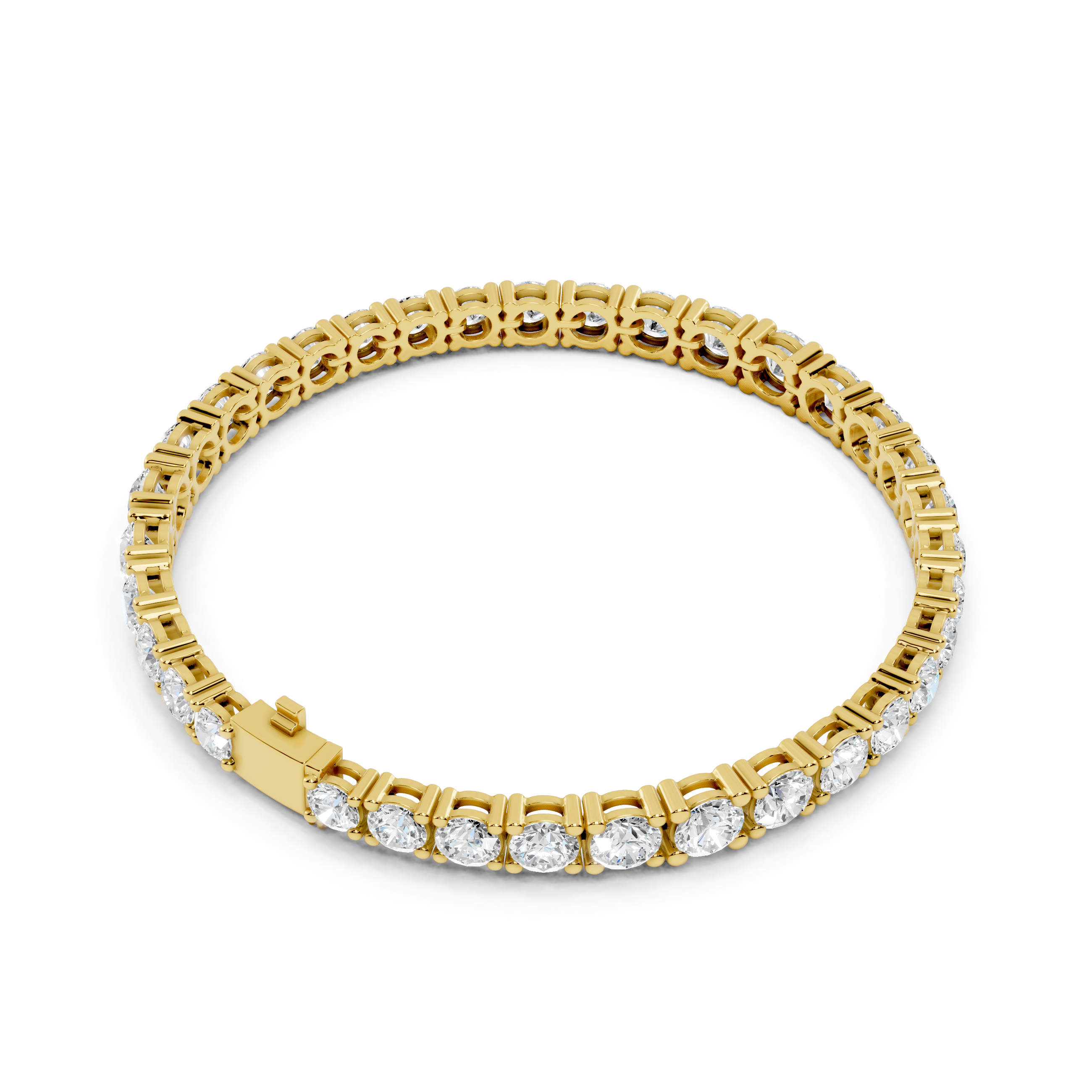Gold bracelet with diamond accents on a white background