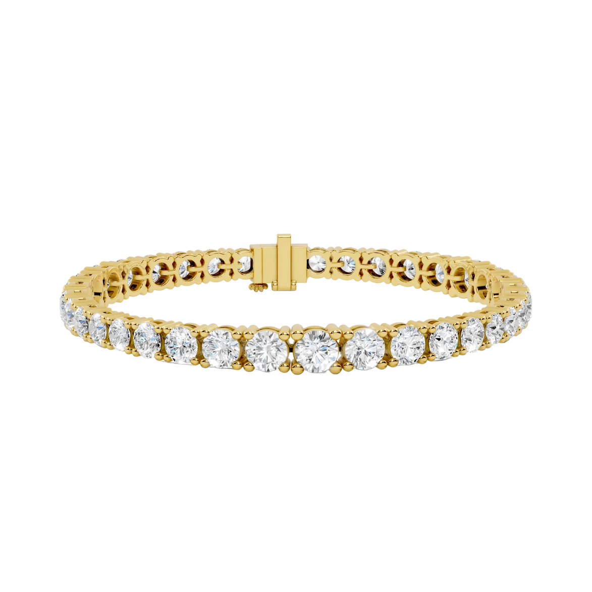Gold bracelet with diamond stones on a white background