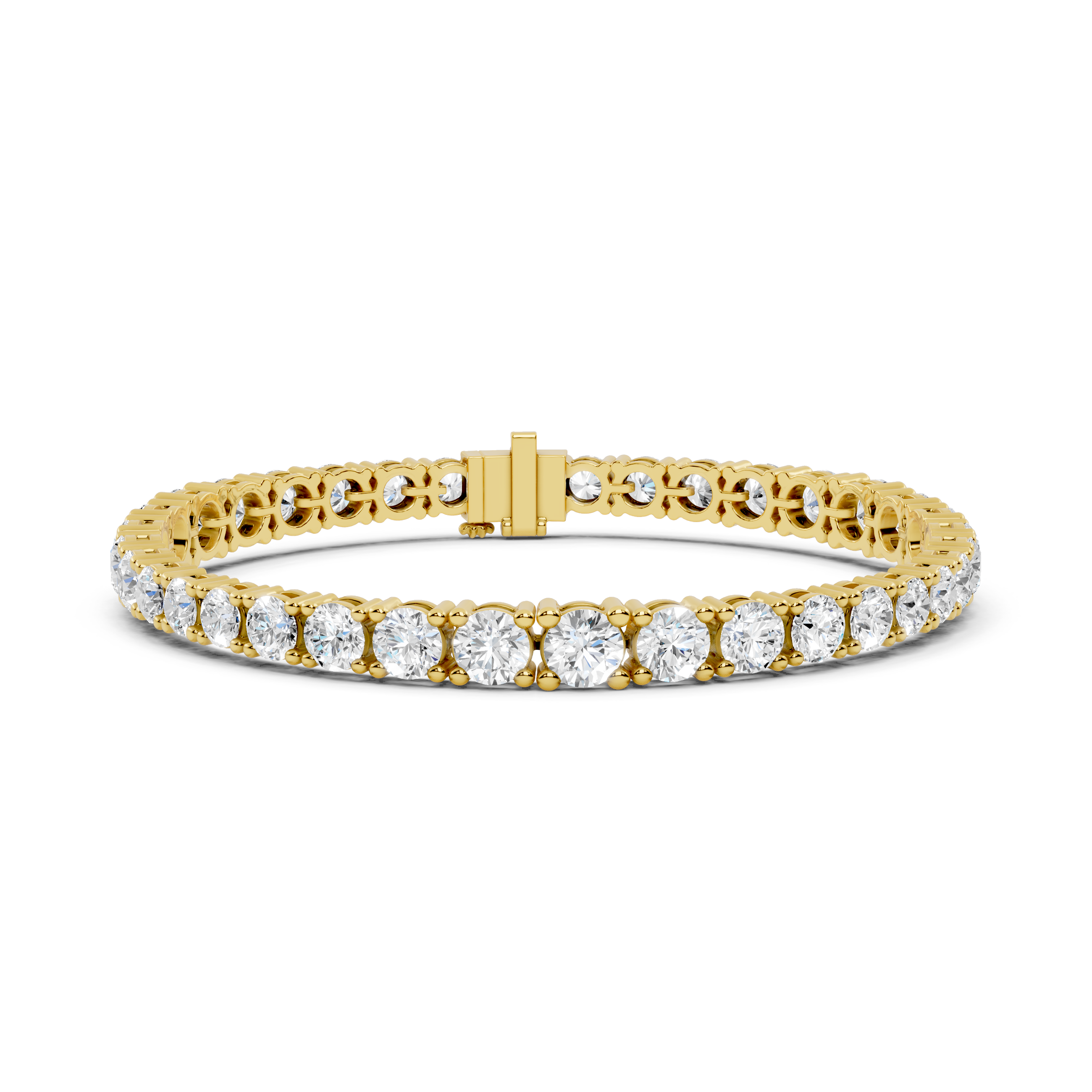Gold bracelet with diamond stones on a white background