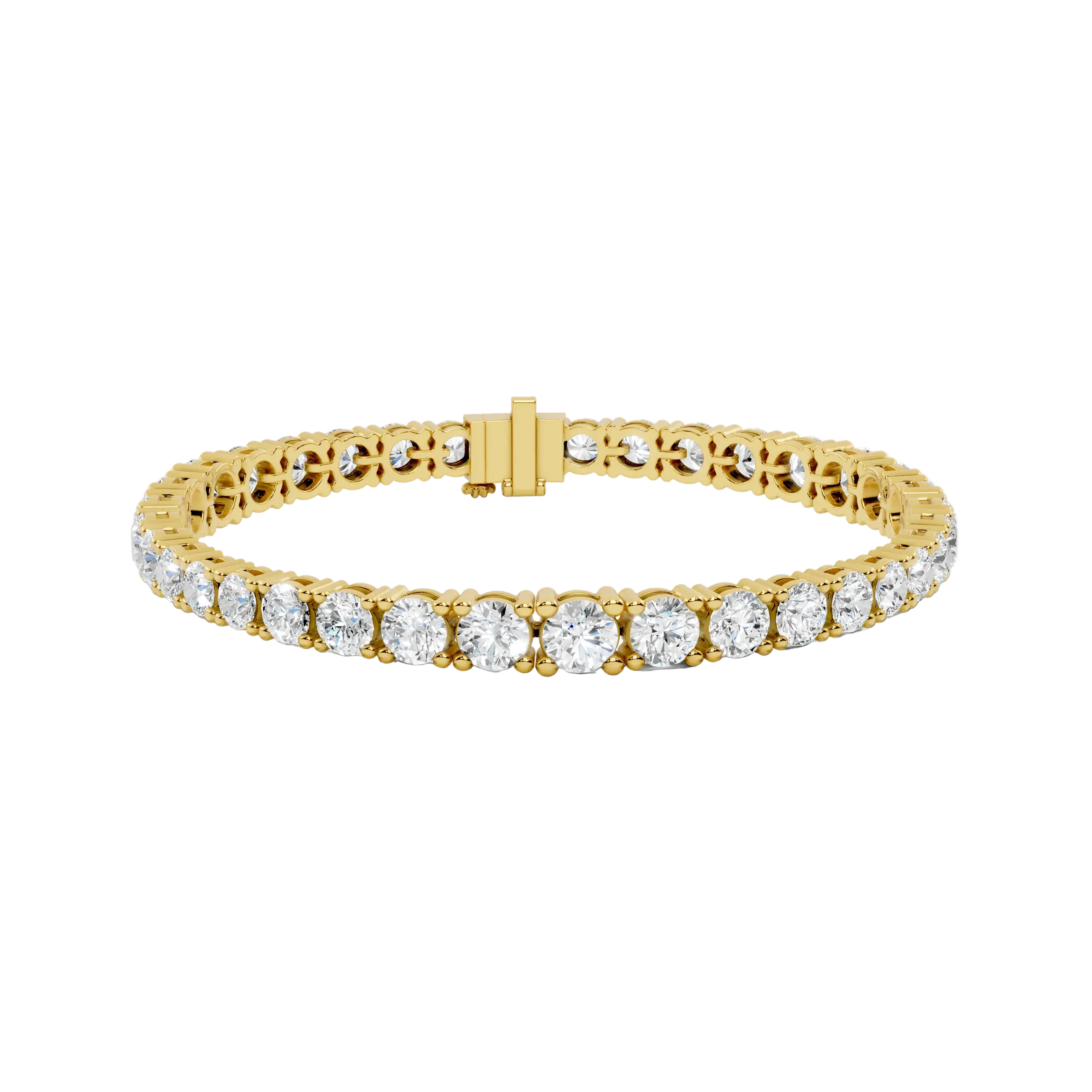 Gold bracelet with diamond stones on a white background