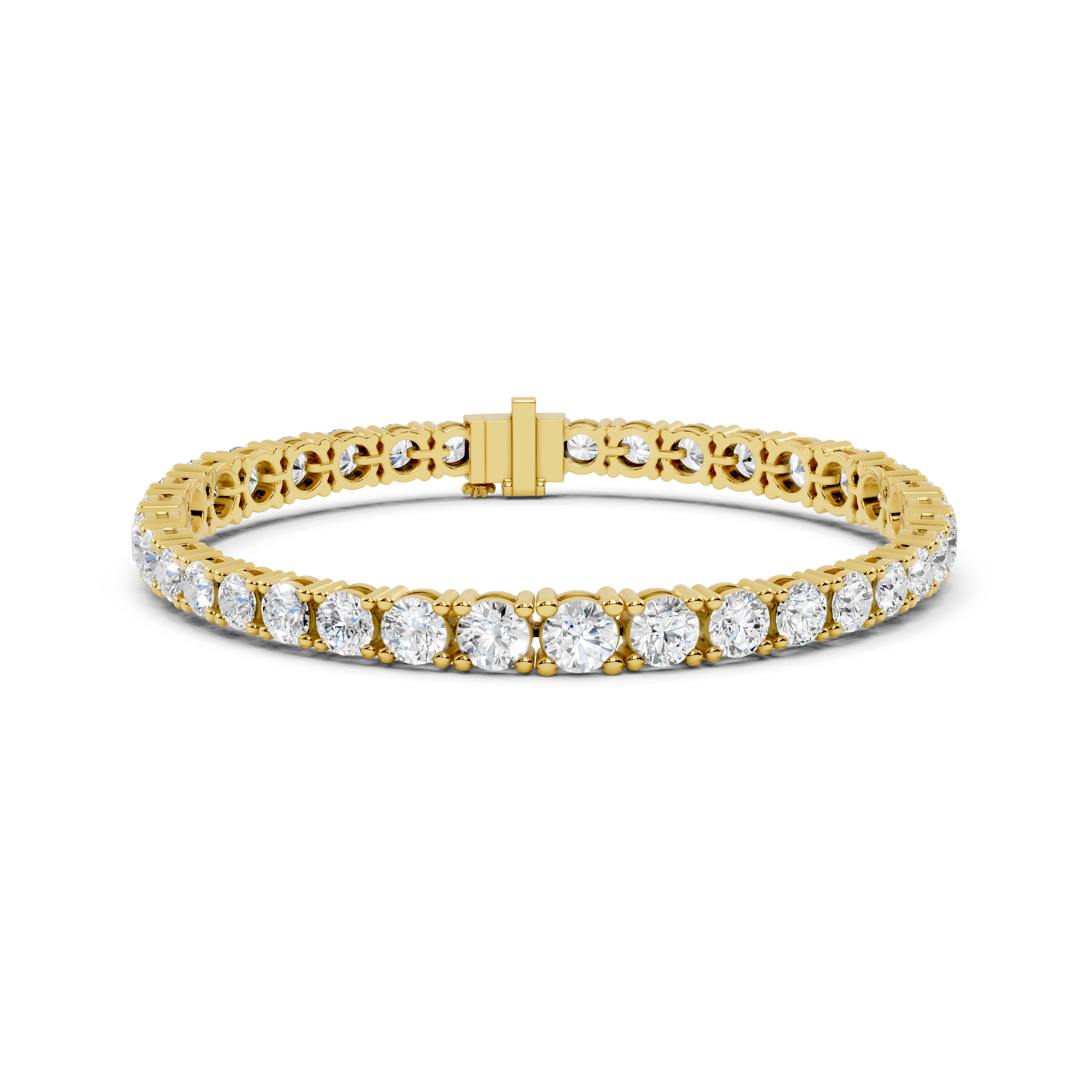 Gold bracelet with diamond stones on a white background