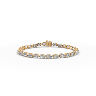 6.2 ct Pear Lab Grown Diamond Tennis Bracelet in yellow gold, front view
