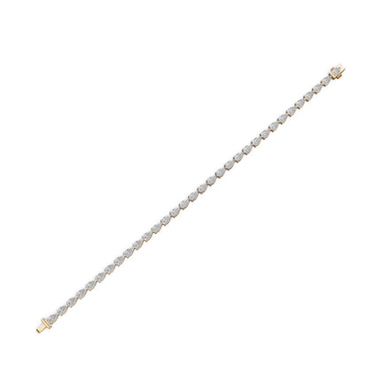 6.4 ct Pear Lab Grown Diamond Tennis Bracelet in yellow gold, view 2