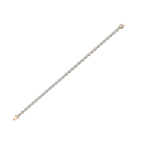 6.4 ct Pear Lab Grown Diamond Tennis Bracelet in yellow gold, view 2