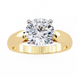 Gold ring with a large diamond on a white background