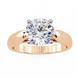 Rose gold ring with a large diamond on a white background