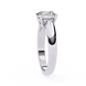 Silver ring with a diamond on a white background