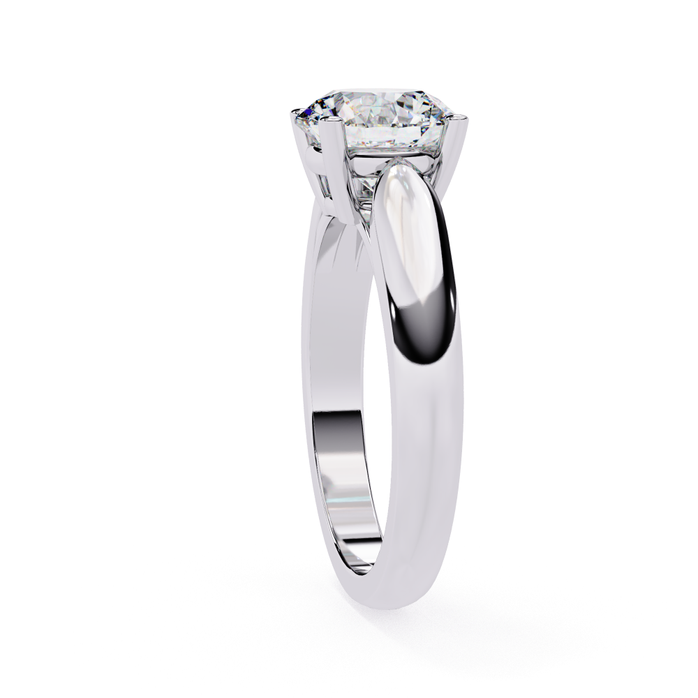 Silver ring with a diamond on a white background
