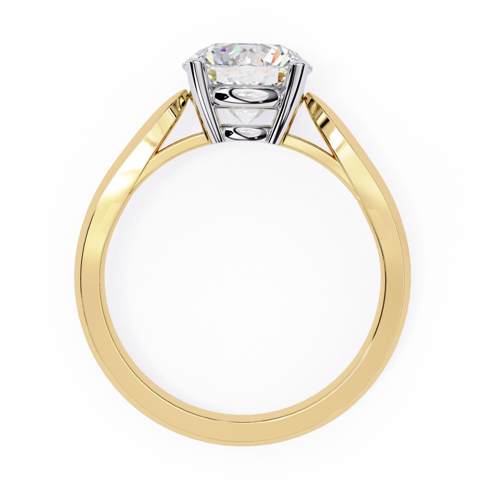 Gold ring with a diamond on a white background