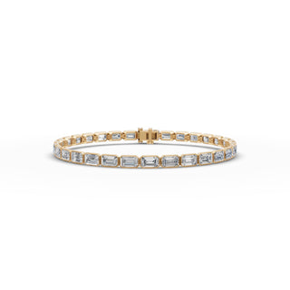 9.3 ct Emerald Lab Grown Diamond Tennis Bracelet in yellow gold, front view