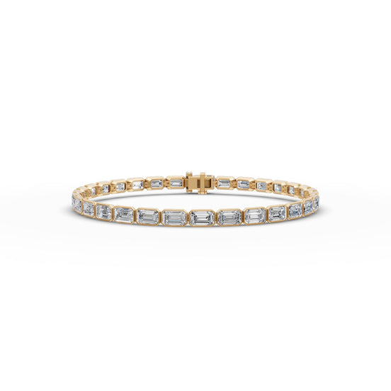 9.3 ct Emerald Lab Grown Diamond Tennis Bracelet in yellow gold, front view