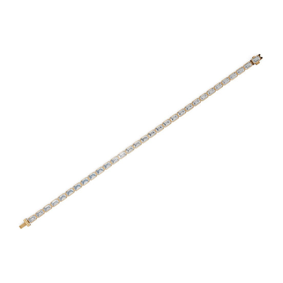 9.3 ct Emerald Lab Grown Diamond Tennis Bracelet in yellow gold, view 2