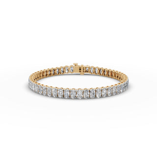 9.72 ct Oval Lab Grown Diamond Tennis Bracelet in yellow gold, front view