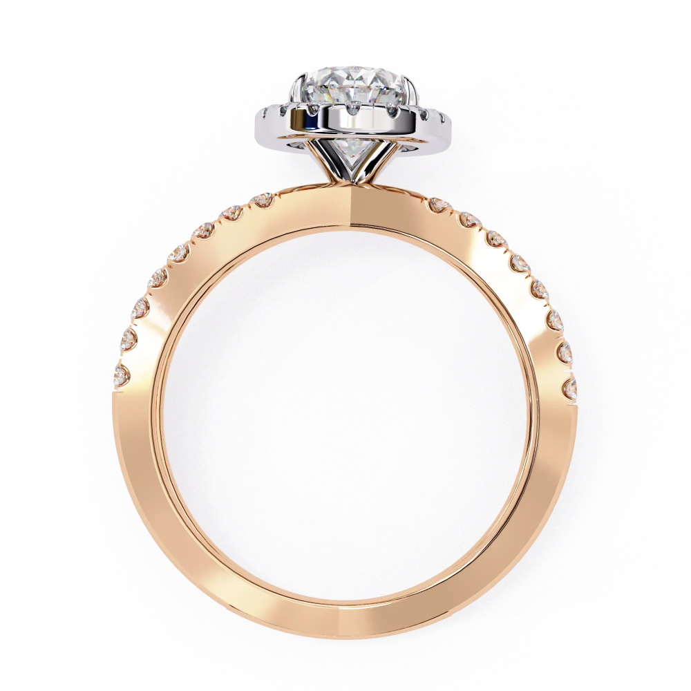 Gold ring with diamond on a white background