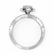 Silver ring with diamond accents on a white background