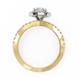 Gold ring with diamond accents on a white background
