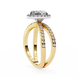 Gold ring with diamond accents on a white background