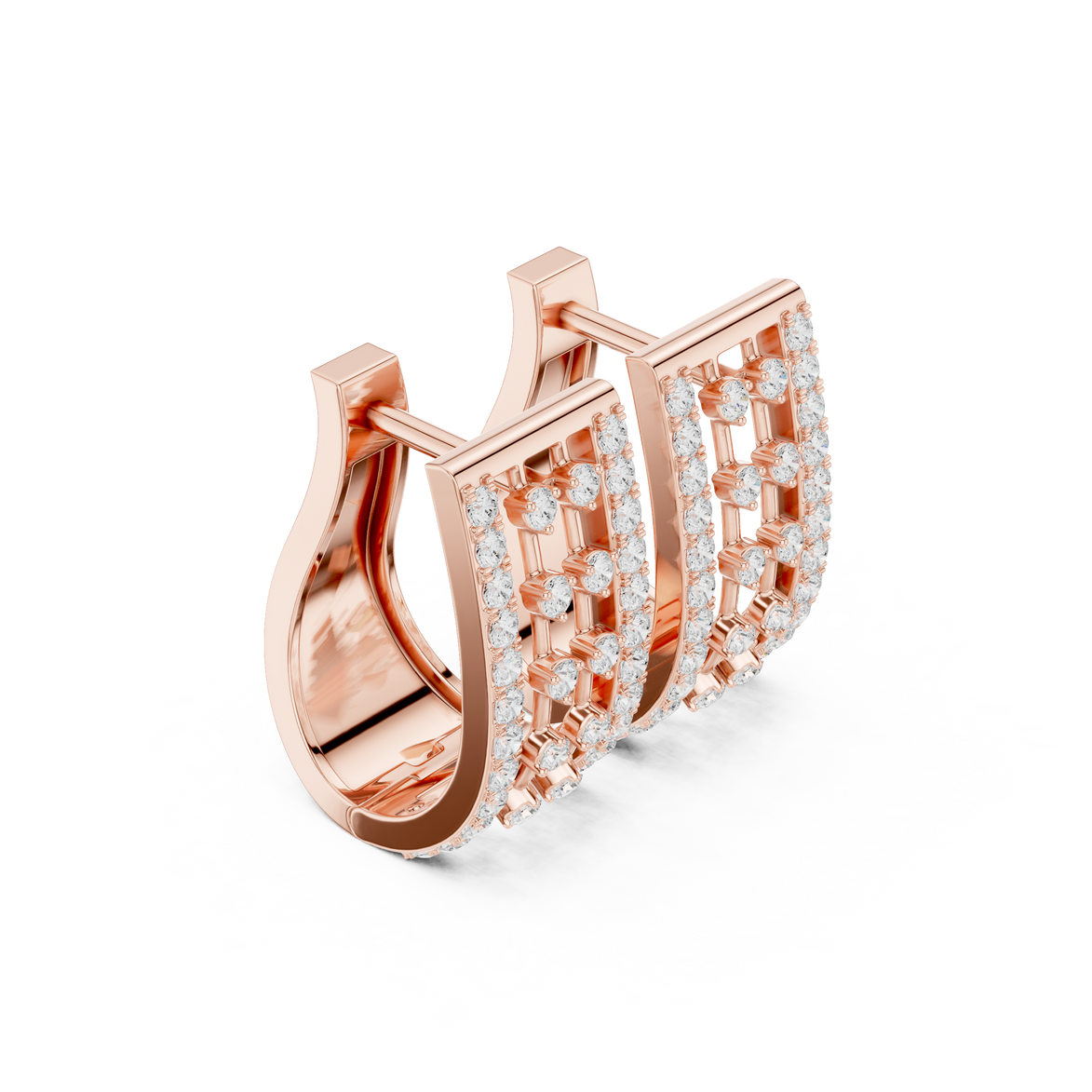 Contemporary diamond hoop earrings