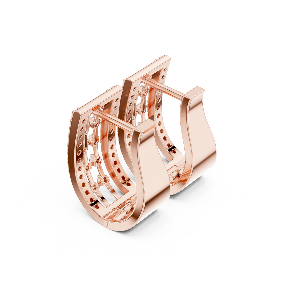 Contemporary diamond hoop earrings