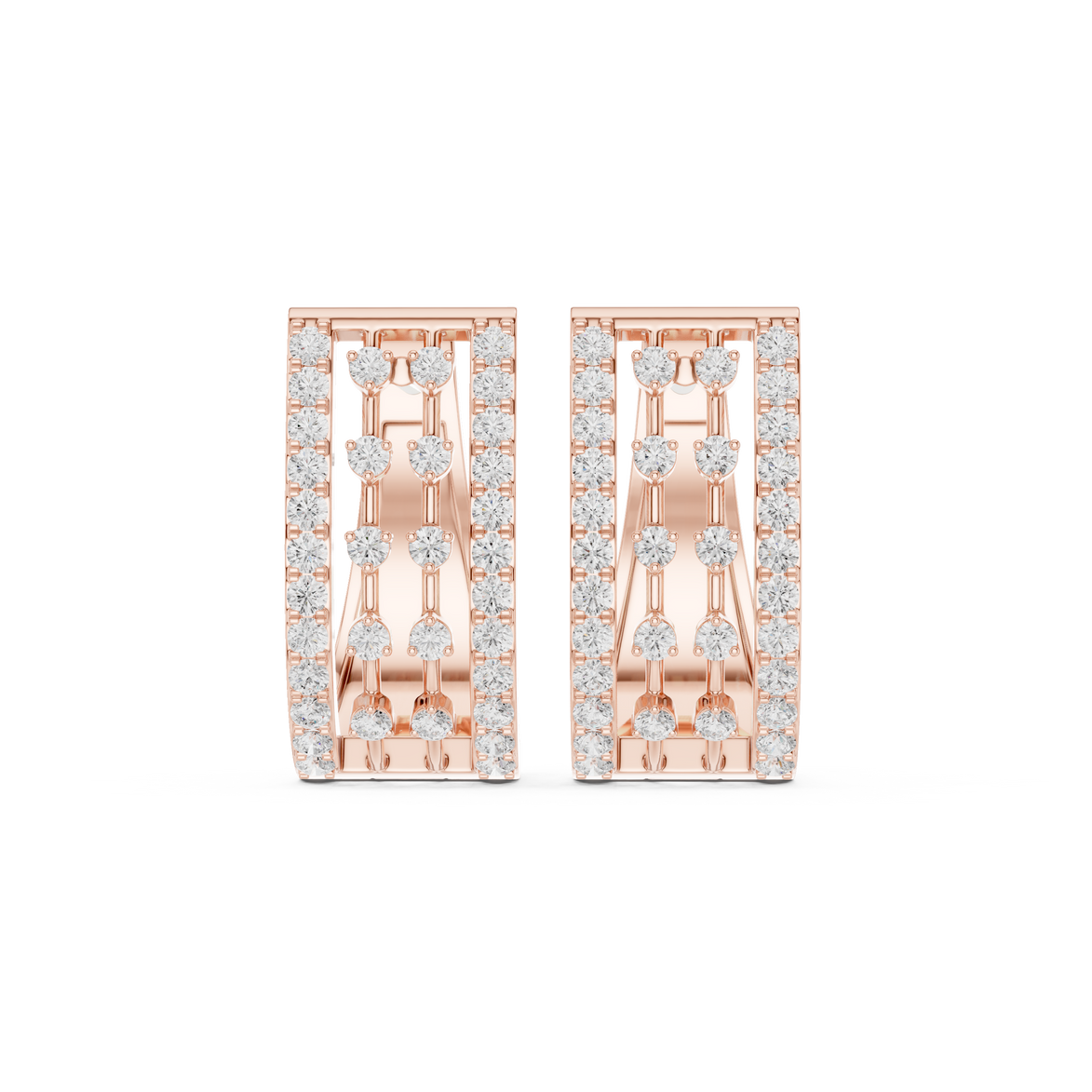 Contemporary diamond hoop earrings