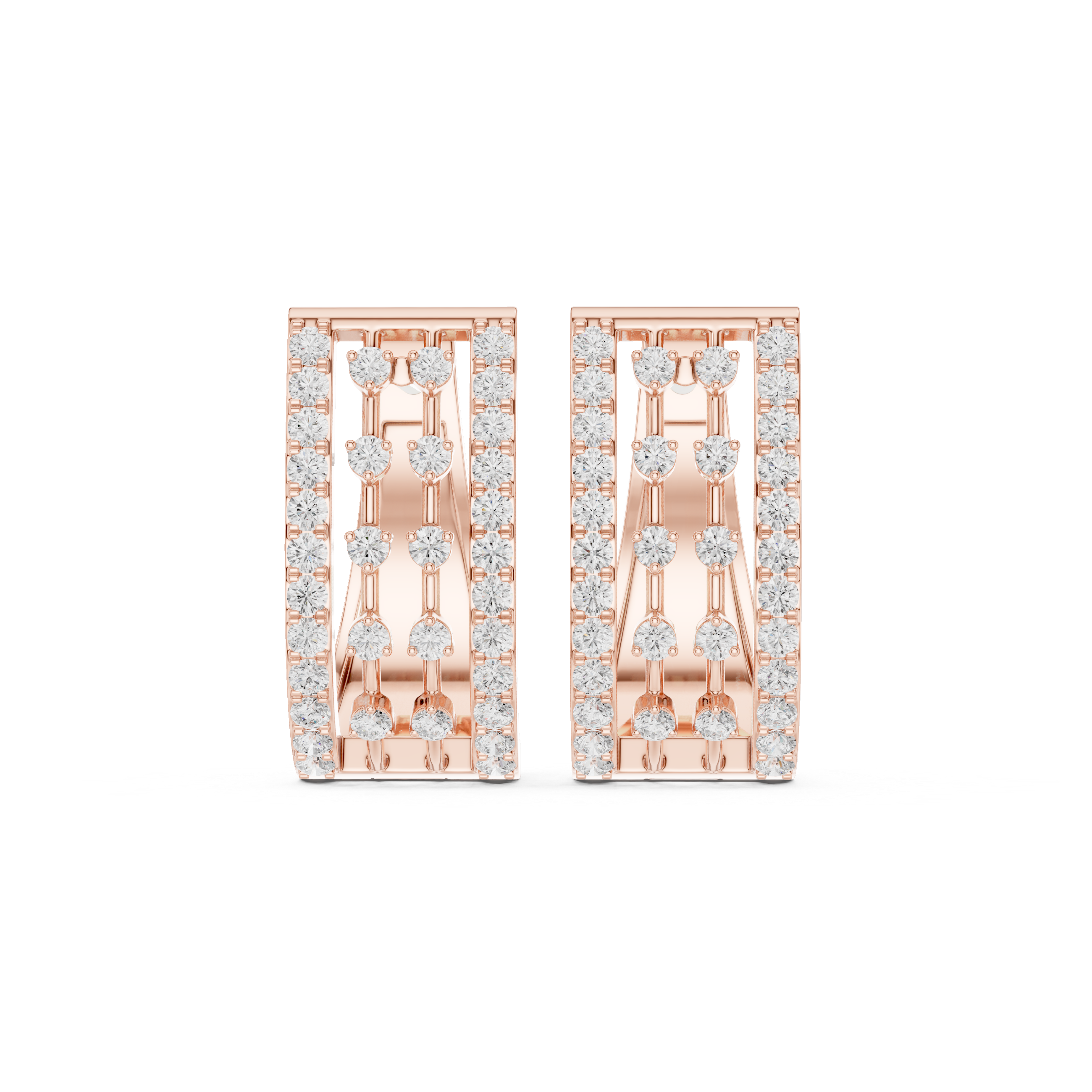 Contemporary diamond hoop earrings