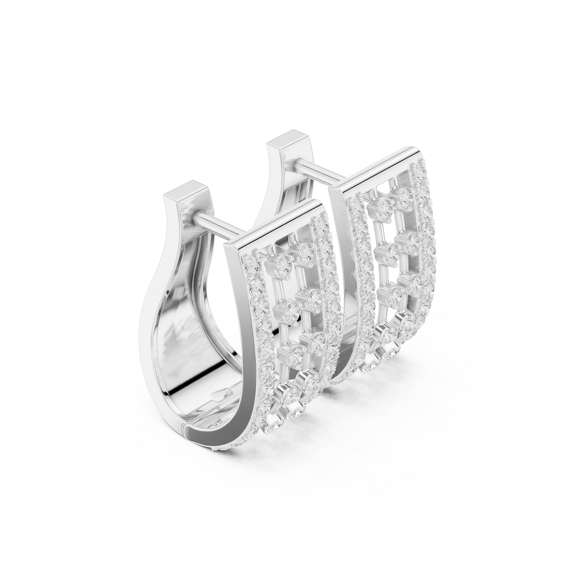 Contemporary diamond hoop earrings