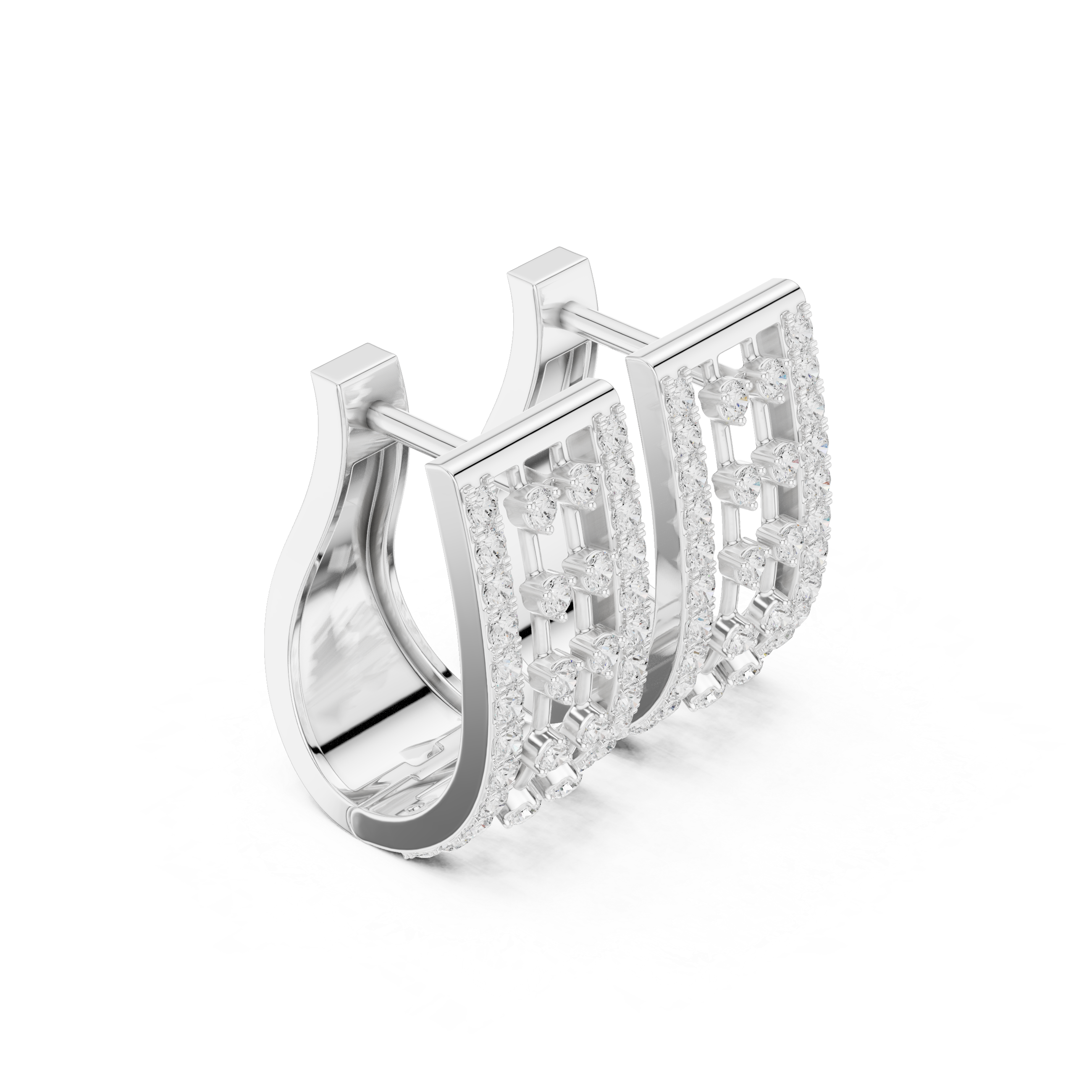 Contemporary diamond hoop earrings