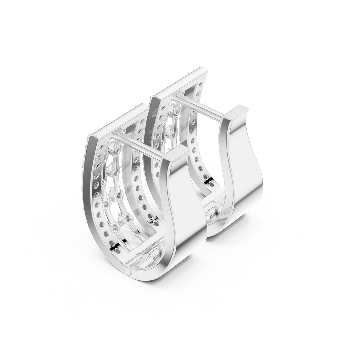 Contemporary diamond hoop earrings