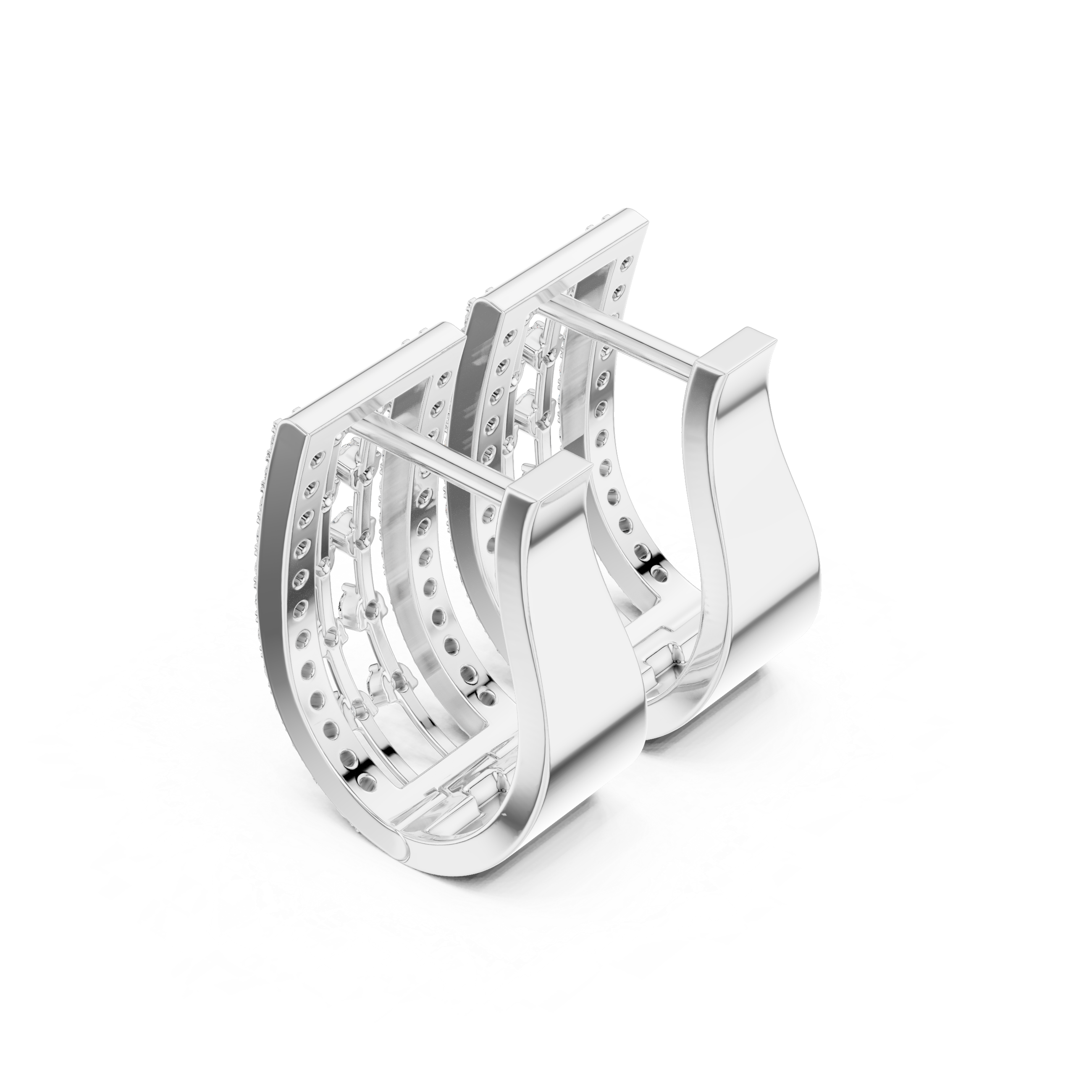 Contemporary diamond hoop earrings