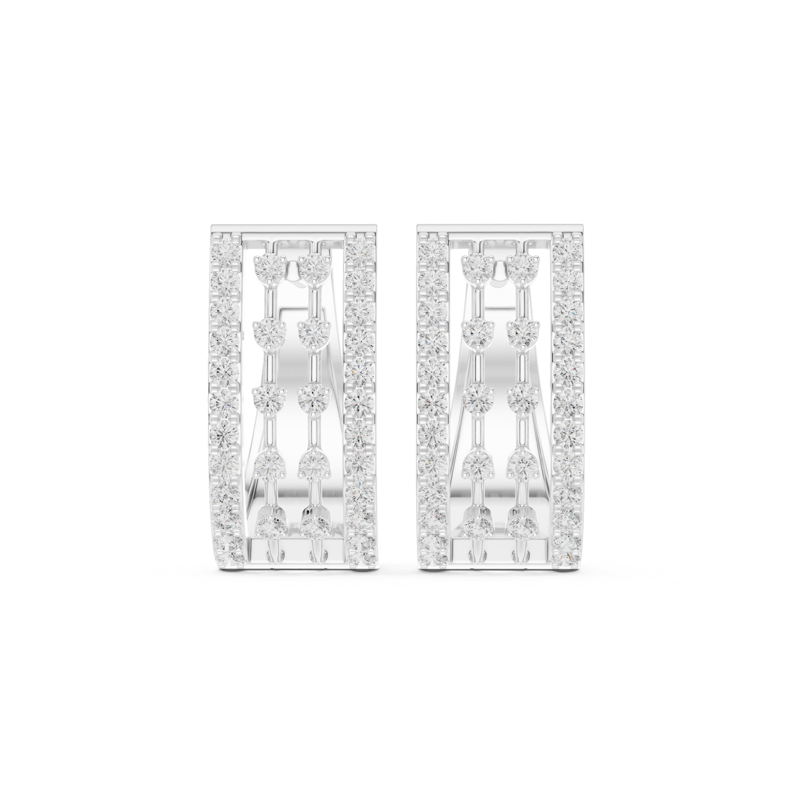 Contemporary diamond hoop earrings