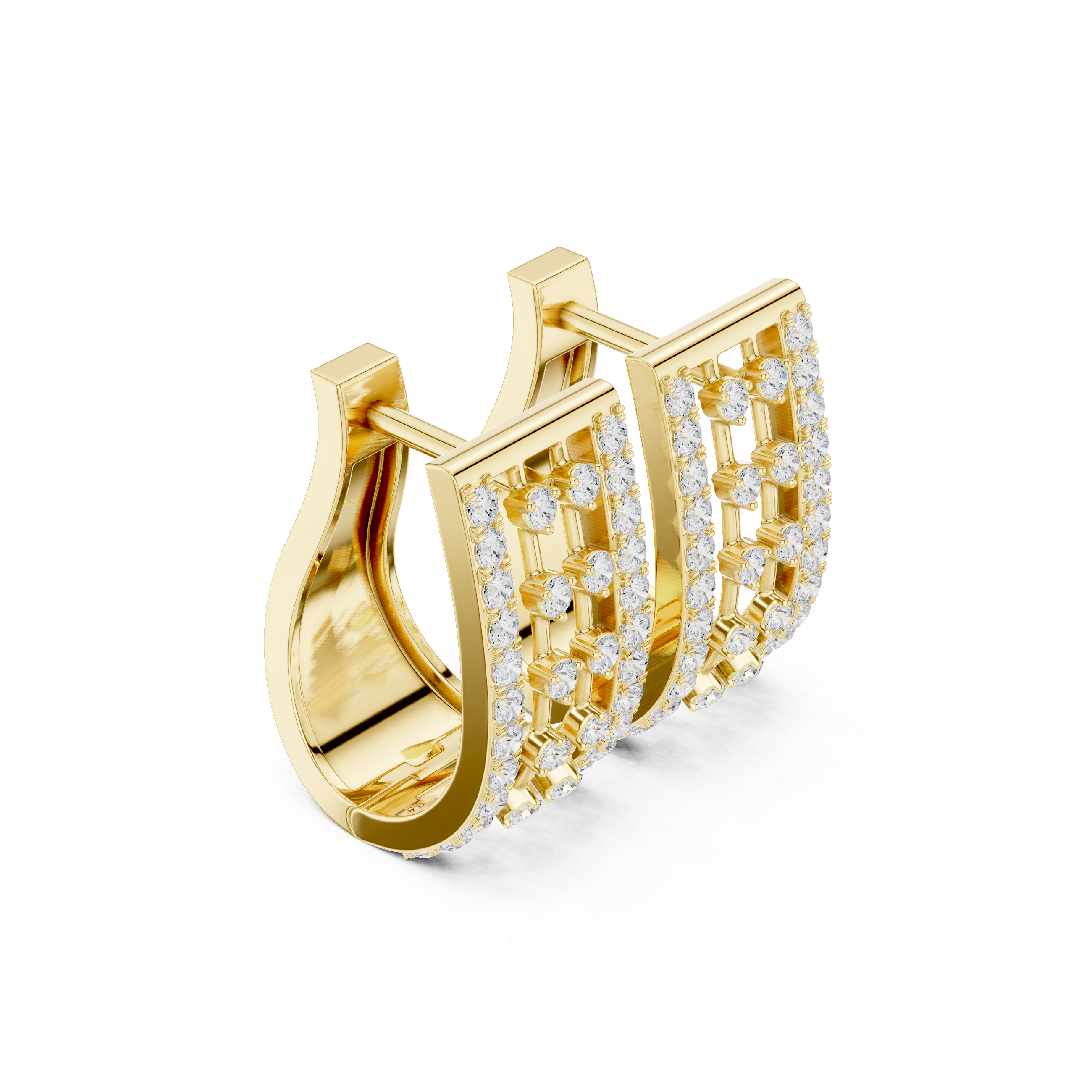 Contemporary diamond hoop earrings