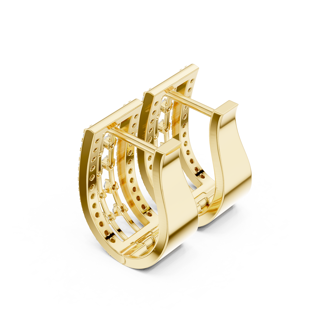 Contemporary diamond hoop earrings