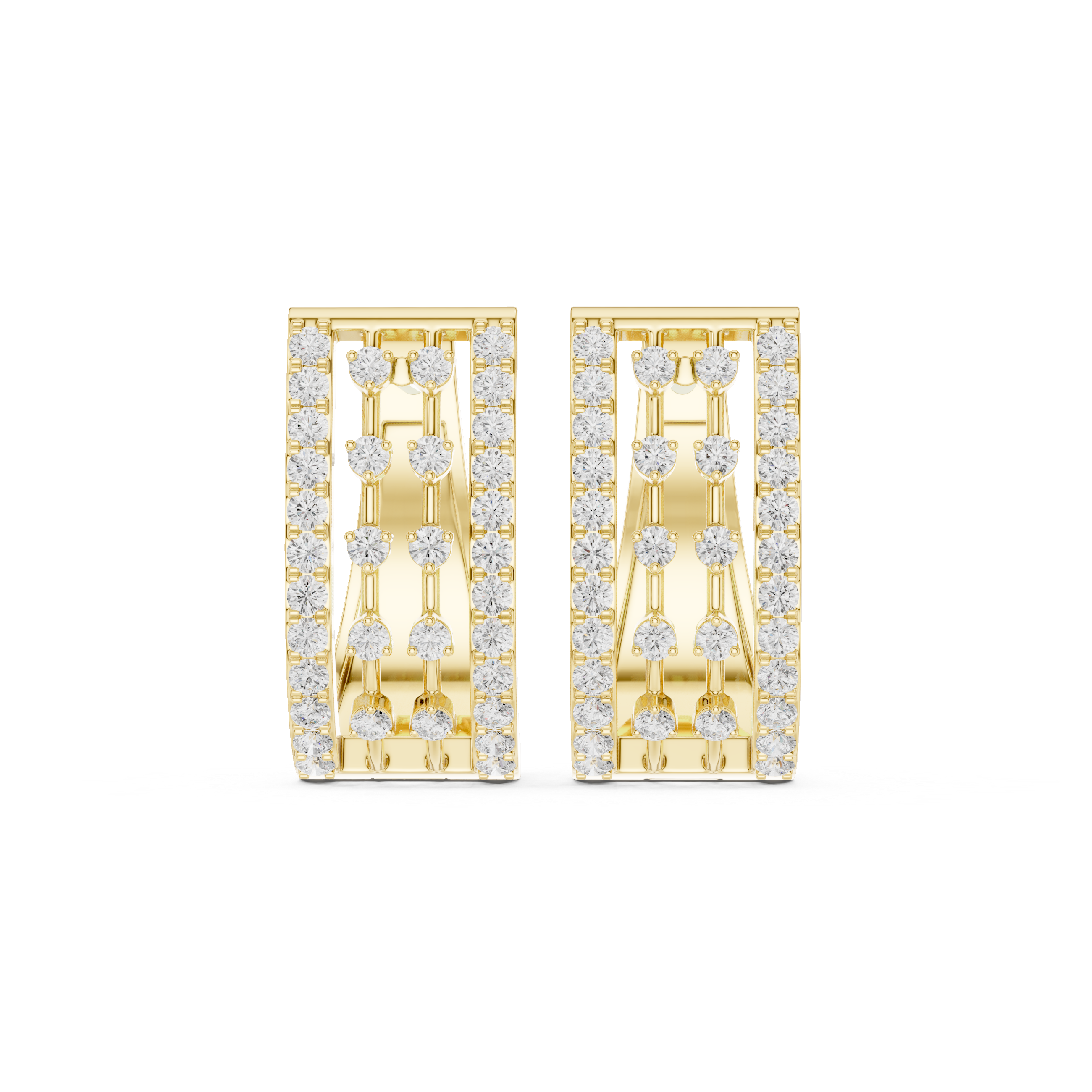 Contemporary diamond hoop earrings