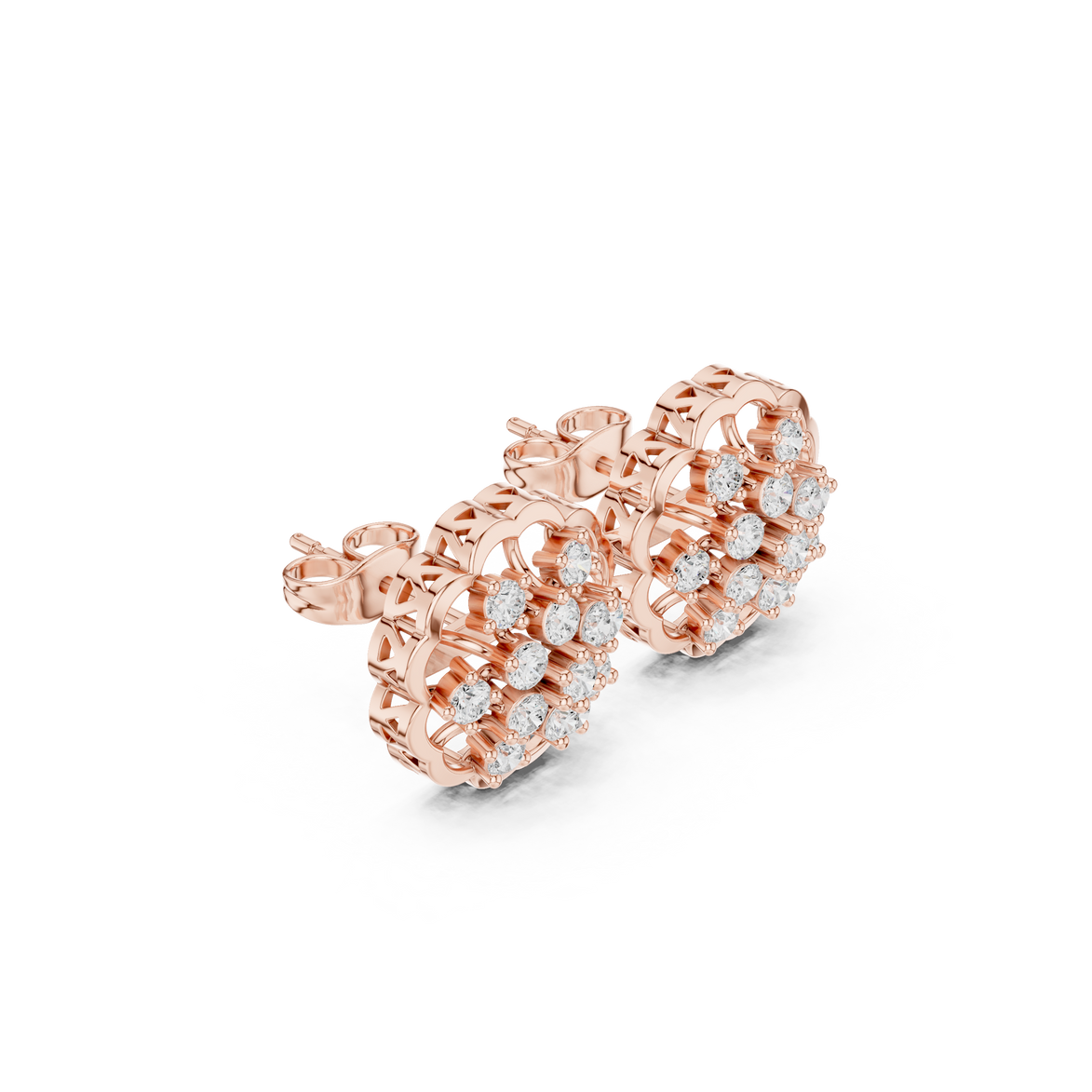 Elegant floral diamond stud earrings