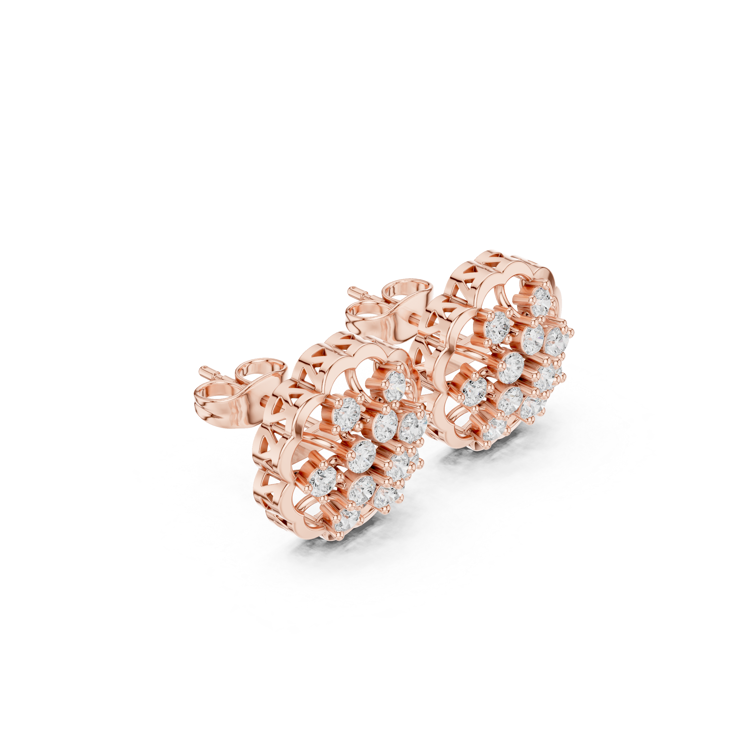 Elegant floral diamond stud earrings