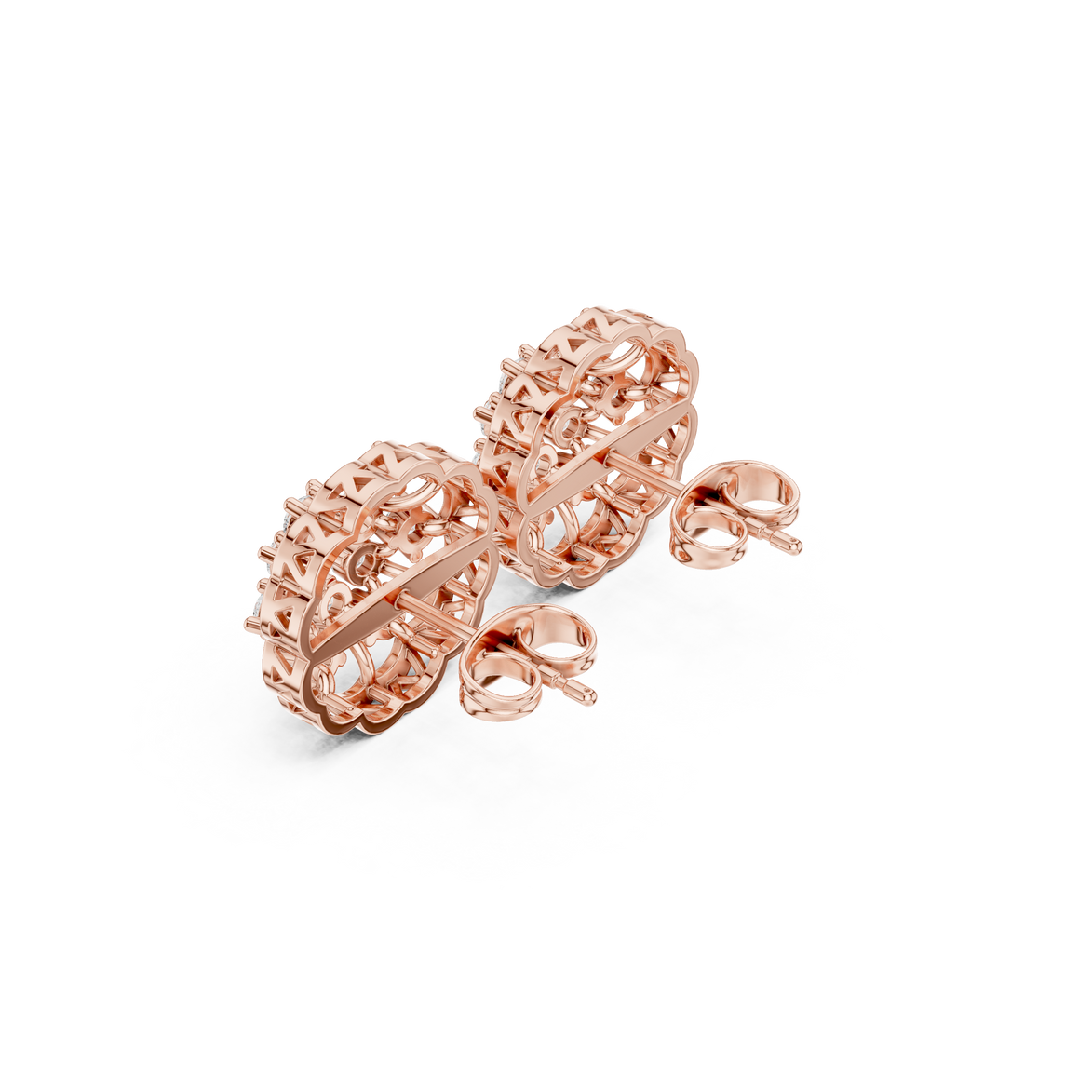 Elegant floral diamond stud earrings
