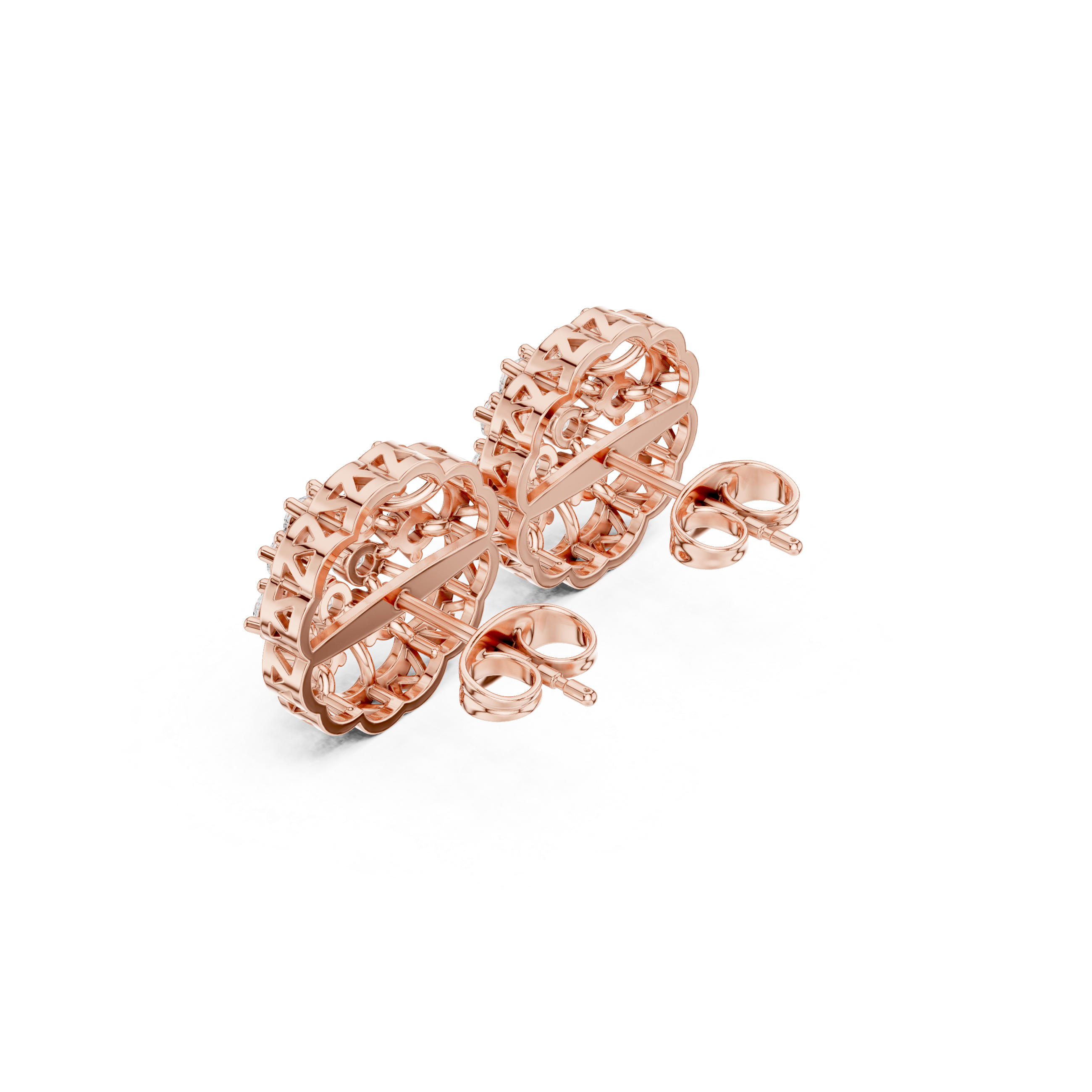 Elegant floral diamond stud earrings