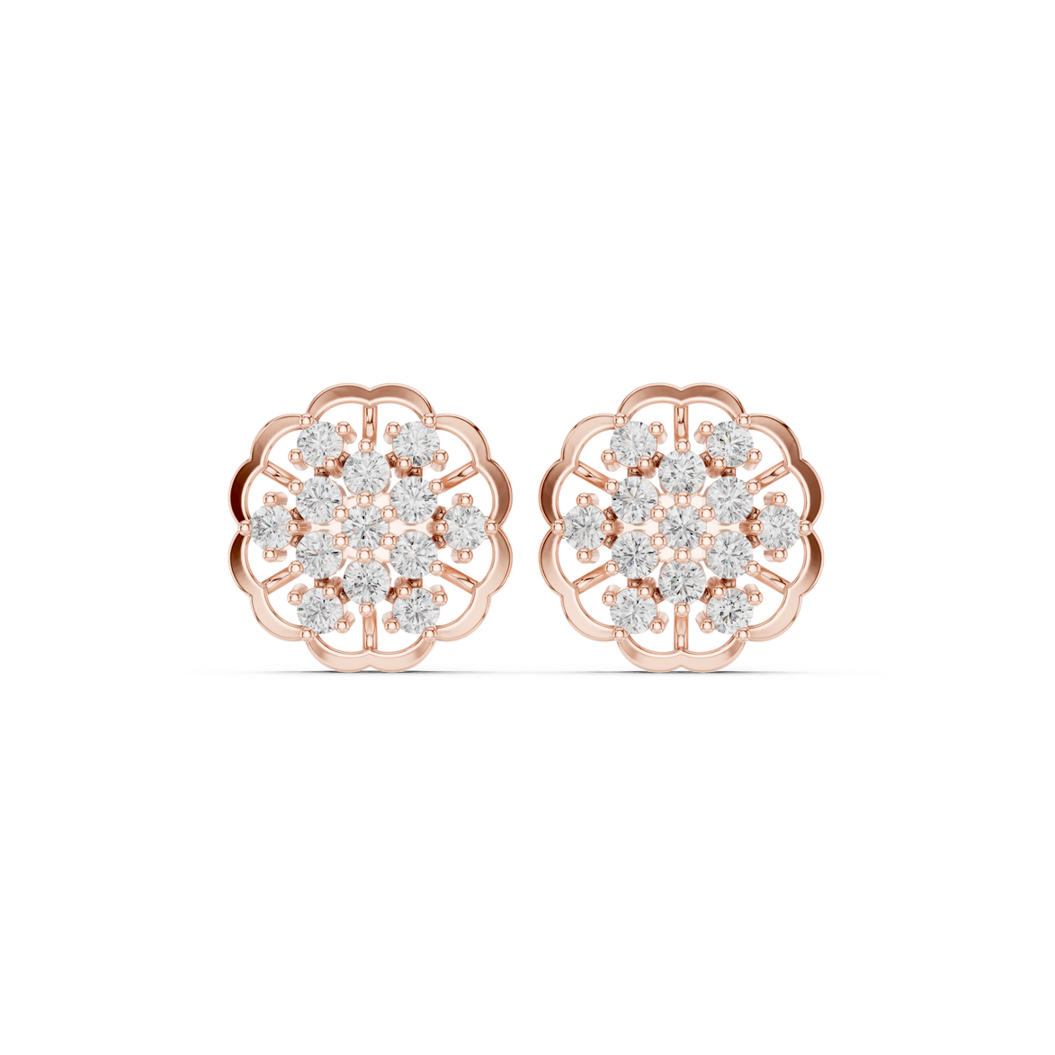 Elegant floral diamond stud earrings