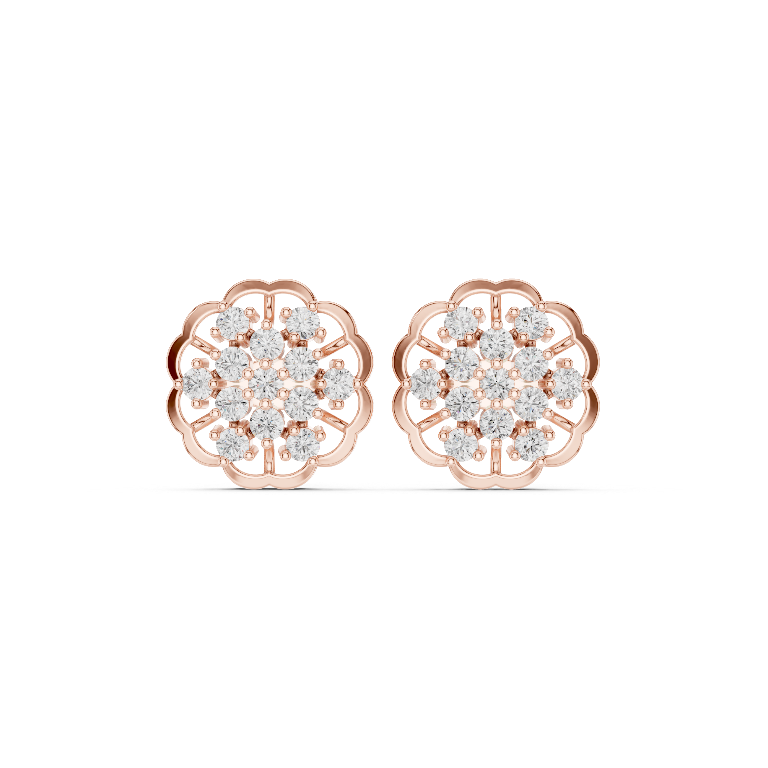 Elegant floral diamond stud earrings