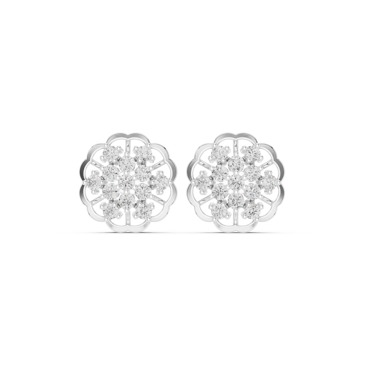 Elegant floral diamond stud earrings