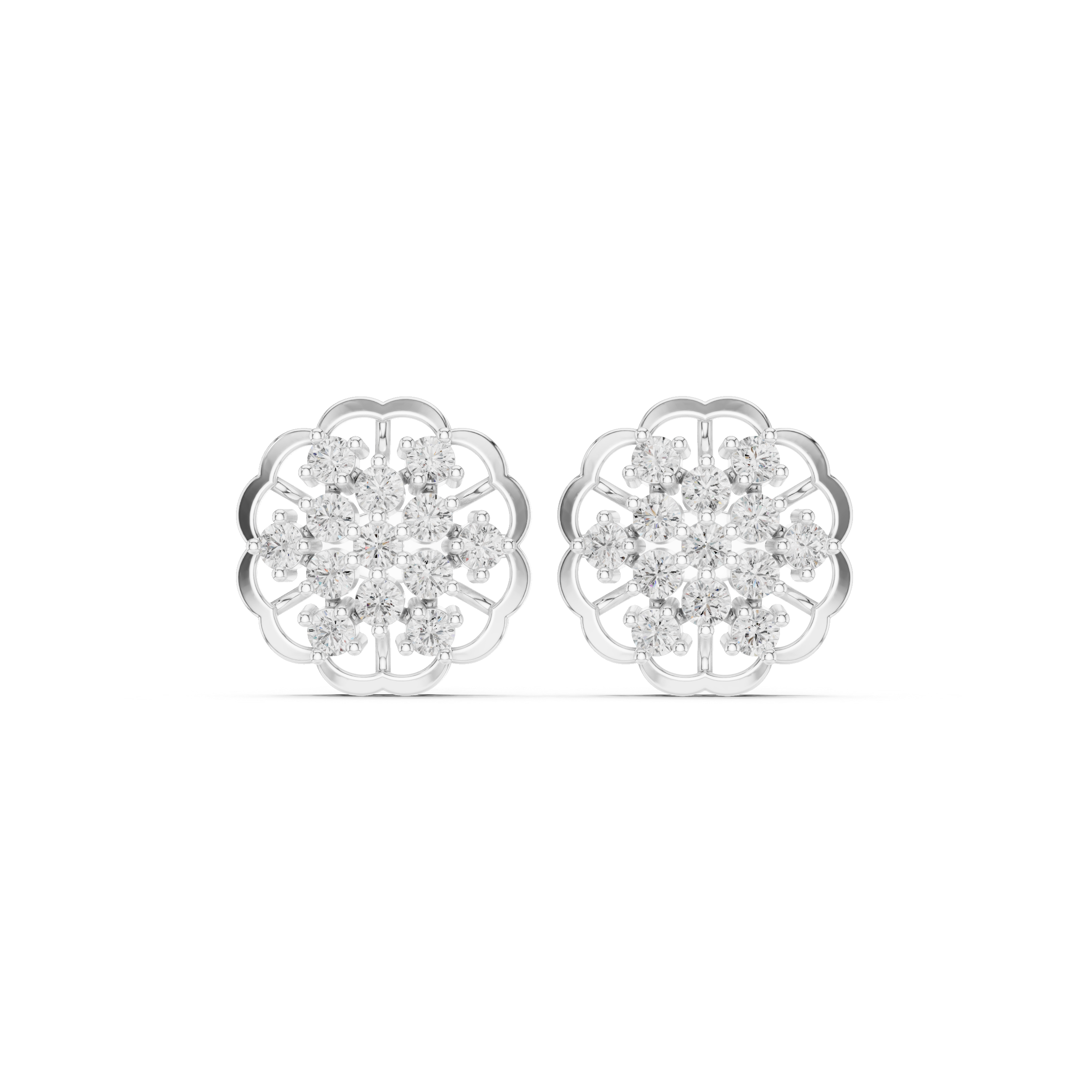 Elegant floral diamond stud earrings