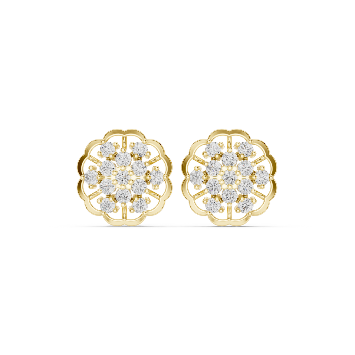Elegant floral diamond stud earrings