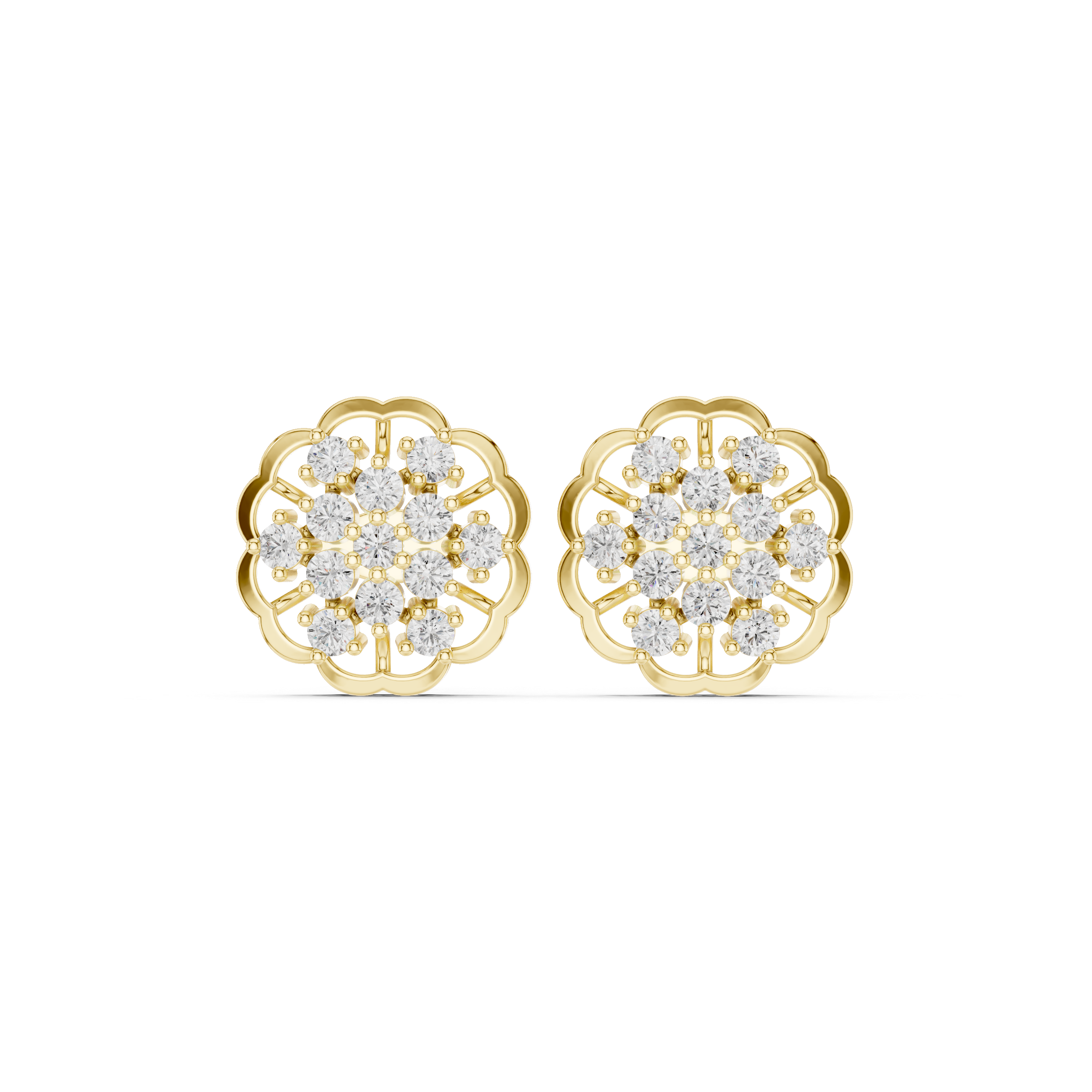 Elegant floral diamond stud earrings