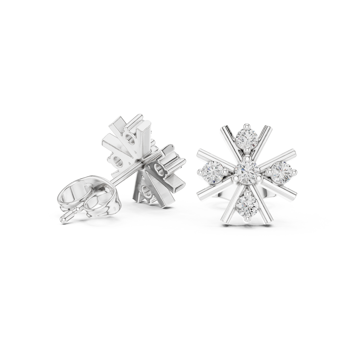 Diamond floral starburst stud earrings in gold by Signora Jewels
