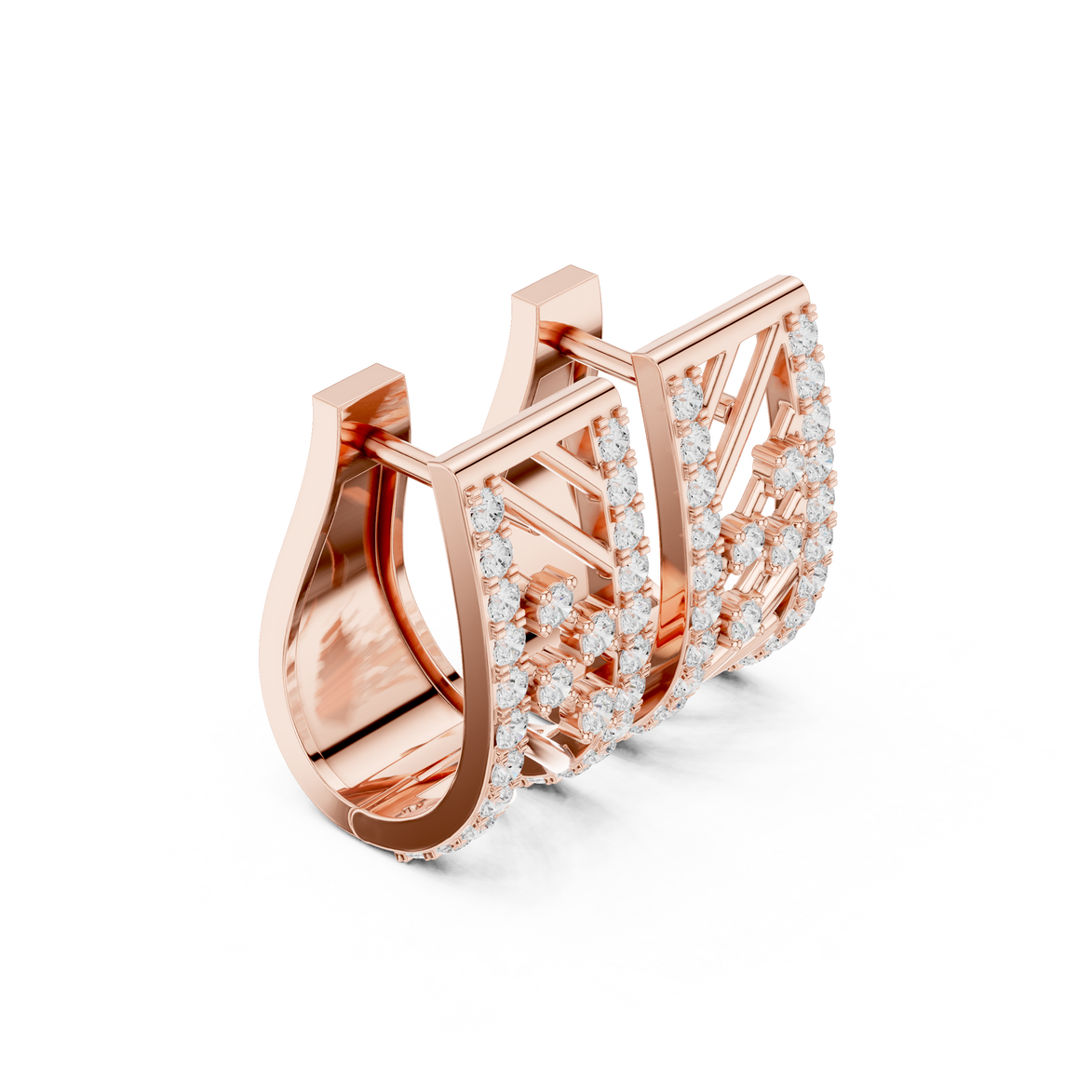 Modern geometric diamond hoop earrings